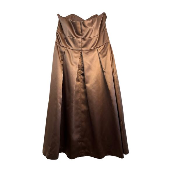 After Six Latte Strapless Satin Tea Length Cocktail Dress - Size 16 - Picture 4 of 13